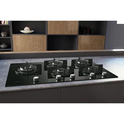 Ariston 90cm 5 Burner Gas Hob Enamelled Grids AGS92SBK Black